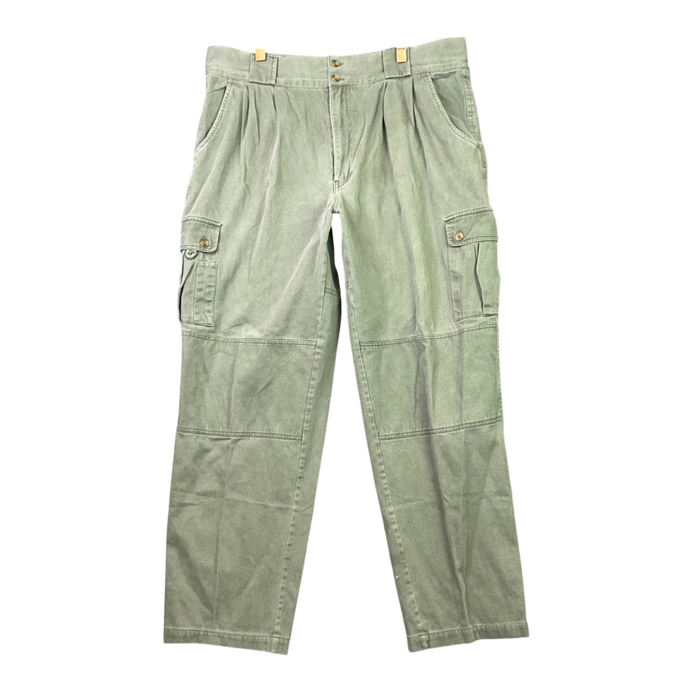 Vintage Cabelas Cargo‎ Pants Men 40x32* Green Outdoor Cotton Pleated Leg Utility